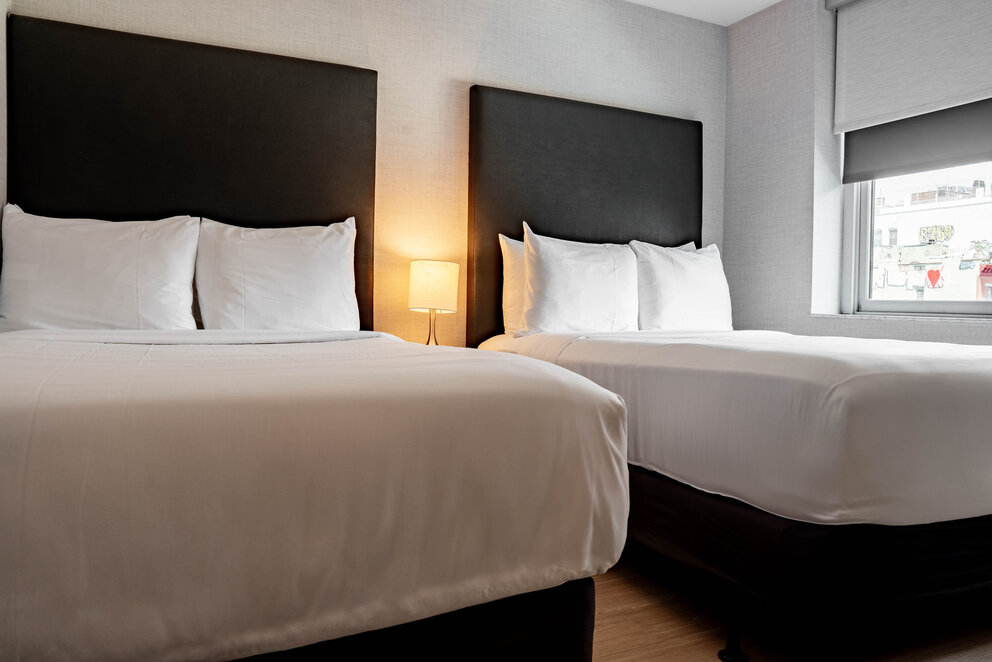 a room with two beds